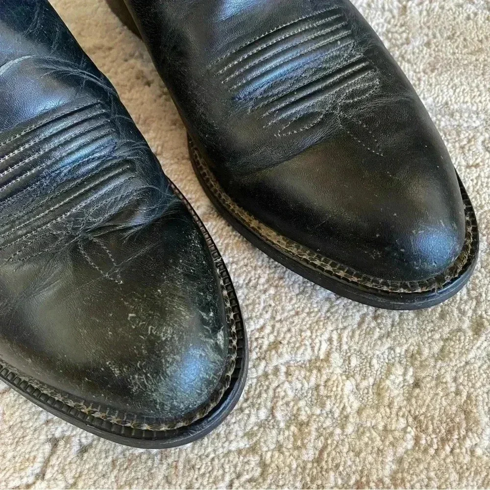 Ariat Men’s Vintage Black Leather Cowboy Boots Embroidered Western 34601: 9D